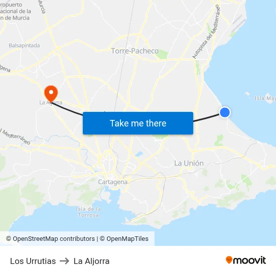Los Urrutias to La Aljorra map