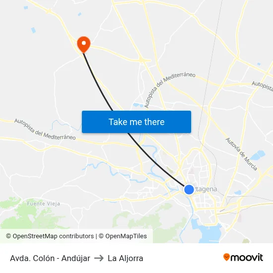Avda. Colón - Andújar to La Aljorra map