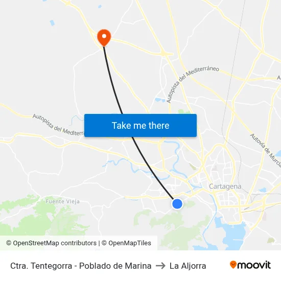 Ctra. Tentegorra - Poblado de Marina to La Aljorra map