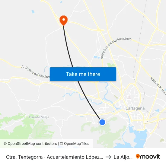 Ctra. Tentegorra - Acuartelamiento López Pinto to La Aljorra map