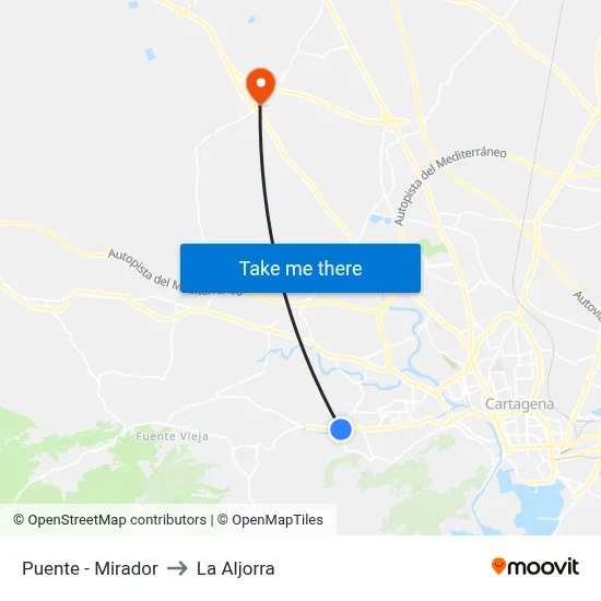 Puente - Mirador to La Aljorra map