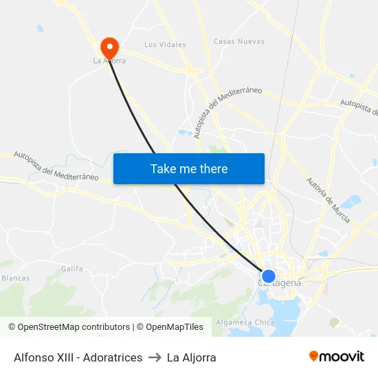 Alfonso XIII - Adoratrices to La Aljorra map