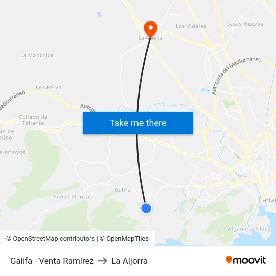 Galifa - Venta Ramírez to La Aljorra map