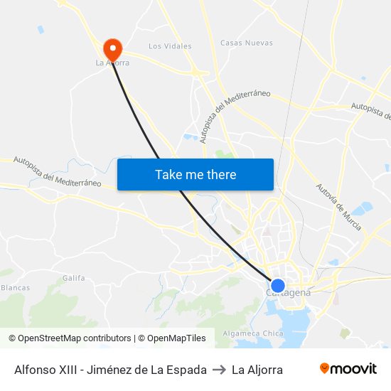 Alfonso XIII - Jiménez de La Espada to La Aljorra map