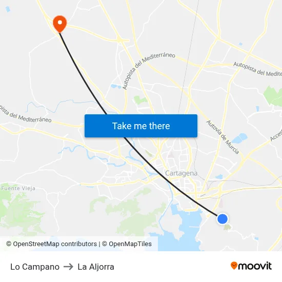 Lo Campano to La Aljorra map