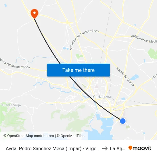 Avda. Pedro Sánchez Meca (Impar) - Virgen Del Rosario to La Aljorra map