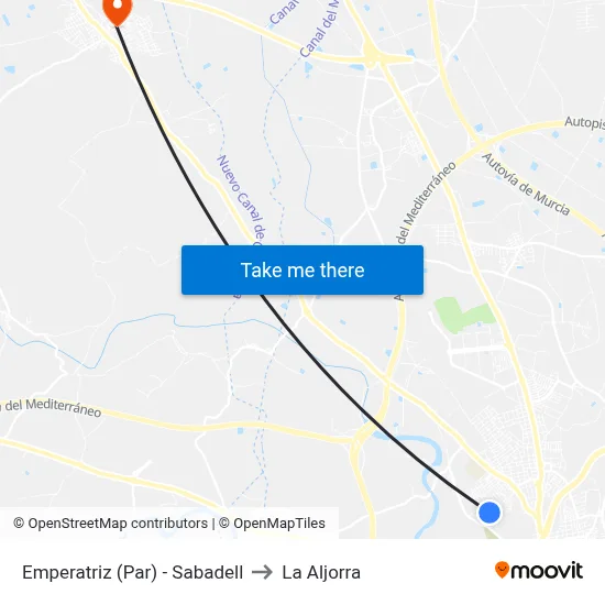 Emperatriz (Par) - Sabadell to La Aljorra map