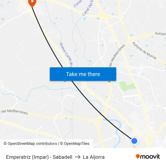 Emperatriz (Impar) - Sabadell to La Aljorra map