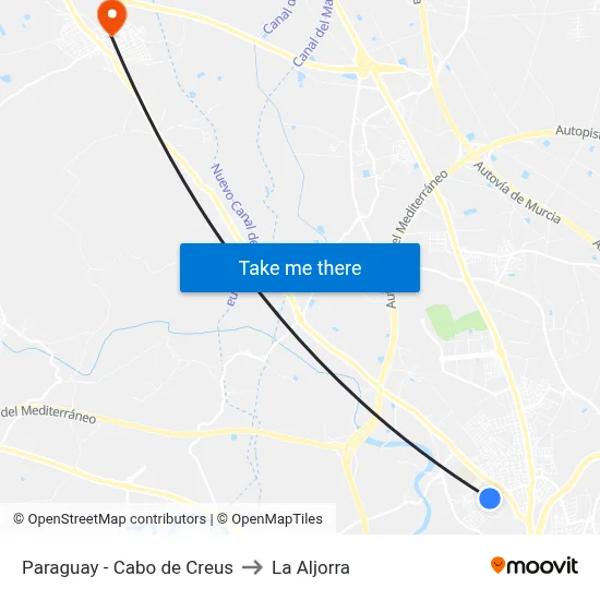 Paraguay - Cabo de Creus to La Aljorra map