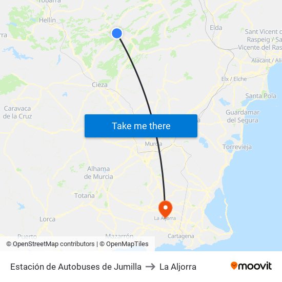 Estación de Autobuses de Jumilla to La Aljorra map