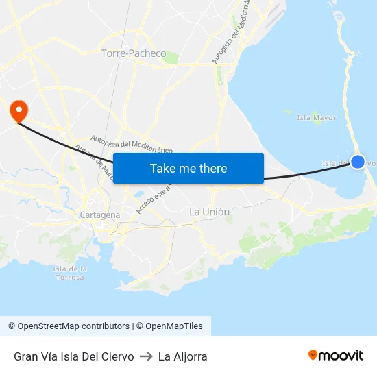 Gran Vía Isla Del Ciervo to La Aljorra map