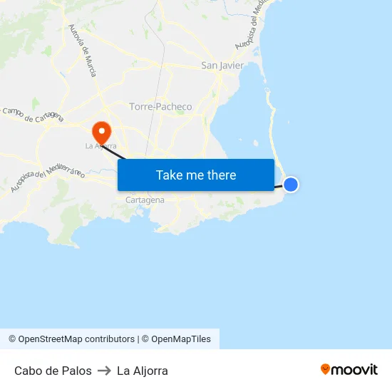 Cabo de Palos to La Aljorra map