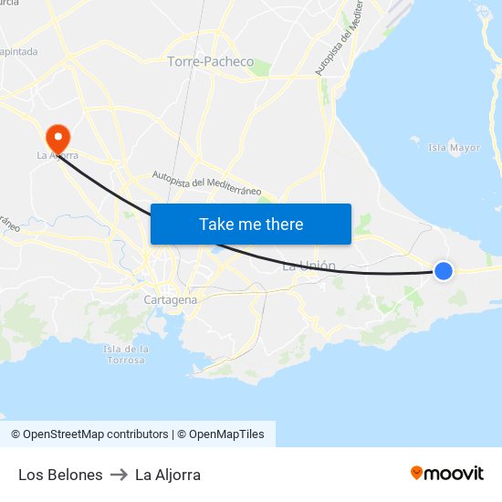 Los Belones to La Aljorra map
