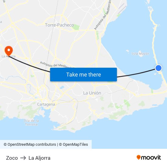 Zoco to La Aljorra map