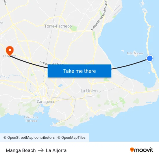 Manga Beach to La Aljorra map