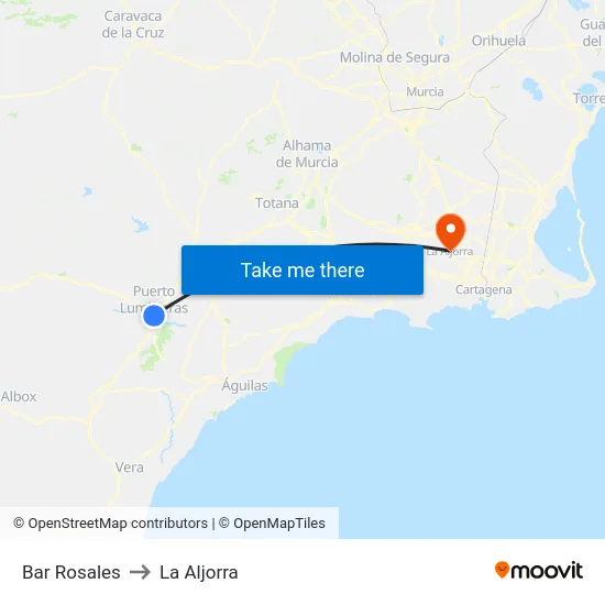 Bar Rosales to La Aljorra map