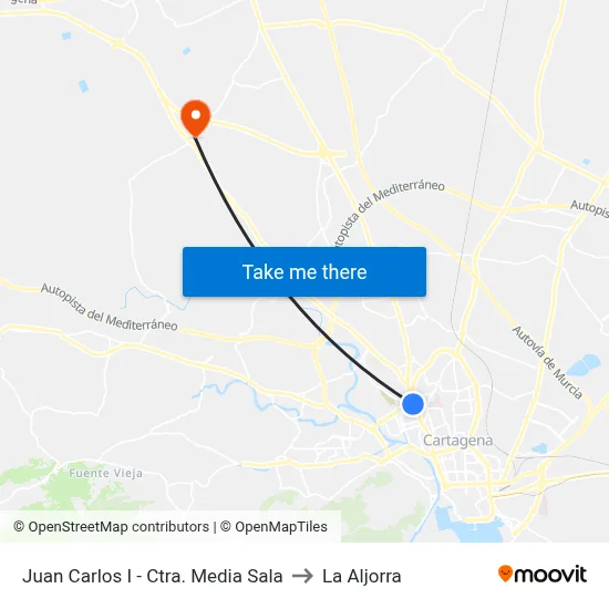 Juan Carlos I - Ctra. Media Sala to La Aljorra map