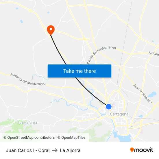 Juan Carlos I - Coral to La Aljorra map