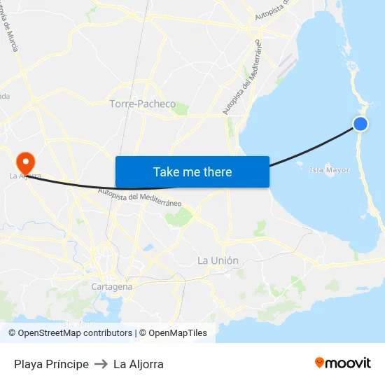 Playa Príncipe to La Aljorra map