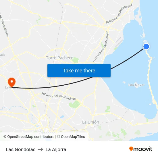 Las Góndolas to La Aljorra map
