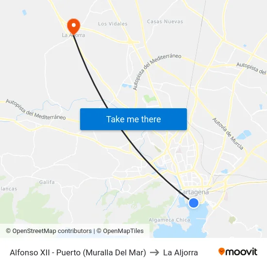 Alfonso XII - Puerto (Muralla Del Mar) to La Aljorra map