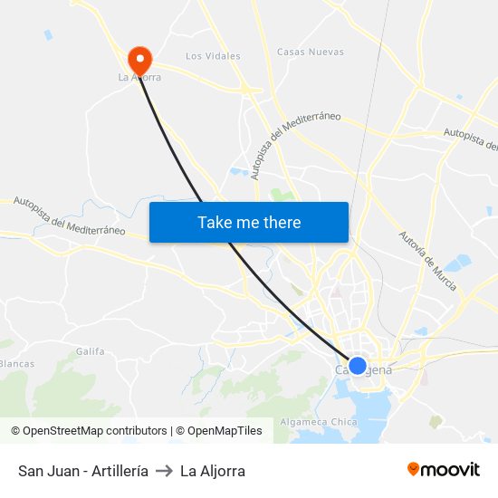 San Juan - Artillería to La Aljorra map