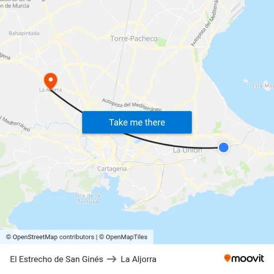 El Estrecho de San Ginés to La Aljorra map