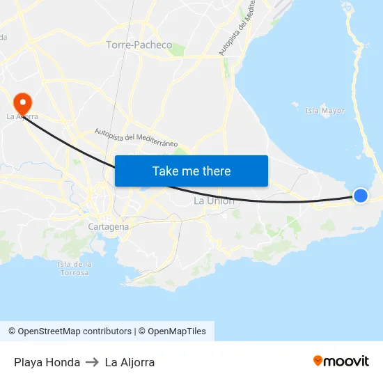 Playa Honda to La Aljorra map