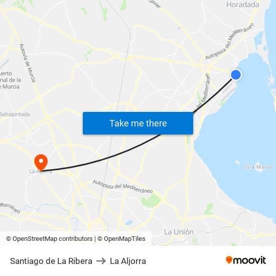Santiago de La Ribera to La Aljorra map