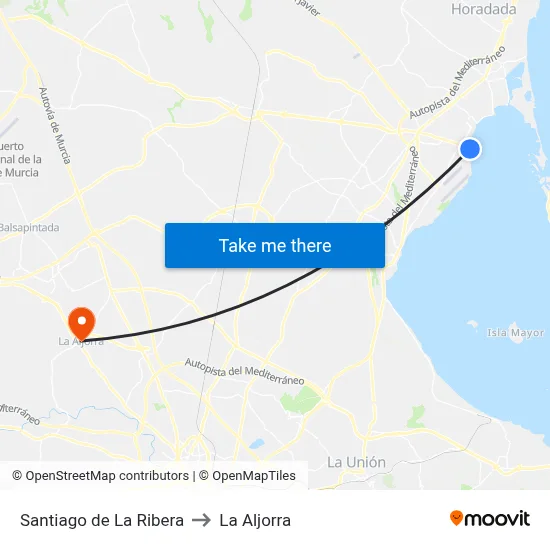 Santiago de La Ribera to La Aljorra map