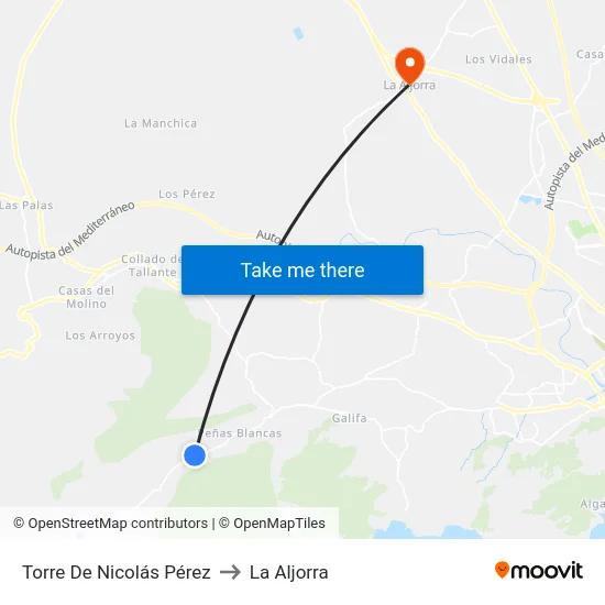 Torre De Nicolás Pérez to La Aljorra map
