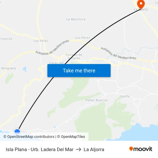 Isla Plana - Urb. Ladera Del Mar to La Aljorra map