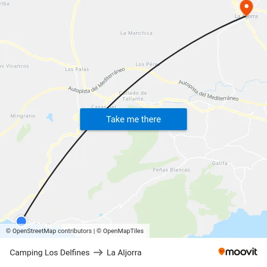 Camping Los Delfines to La Aljorra map