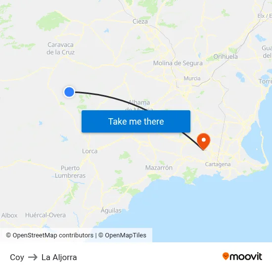 Coy to La Aljorra map