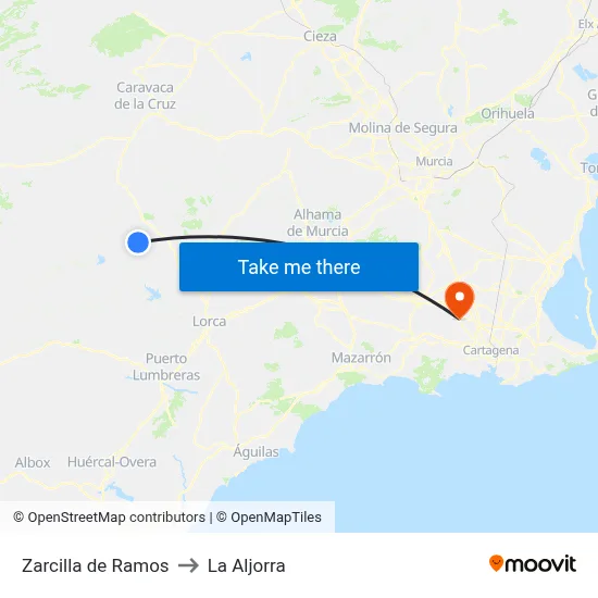 Zarcilla de Ramos to La Aljorra map