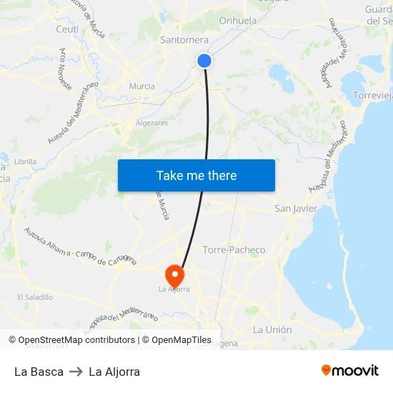 La Basca to La Aljorra map