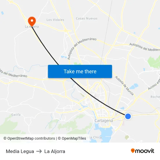 Media Legua to La Aljorra map