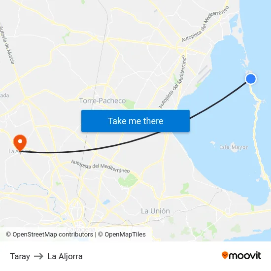 Taray to La Aljorra map