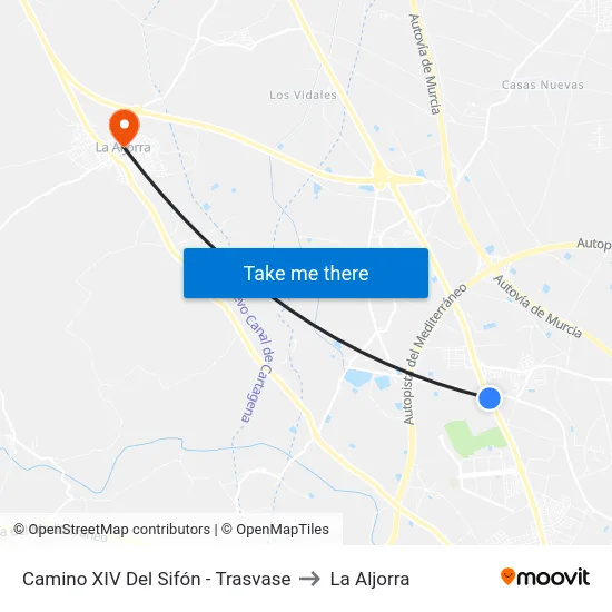 Camino XIV Del Sifón - Trasvase to La Aljorra map