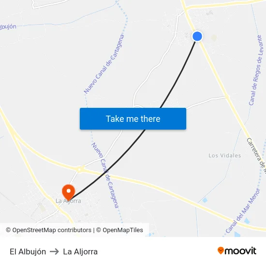 El Albujón to La Aljorra map