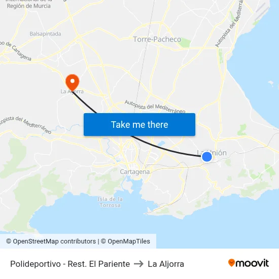 Polideportivo - Rest. El Pariente to La Aljorra map