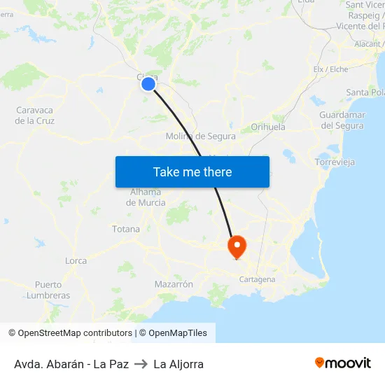 Avda. Abarán - La Paz to La Aljorra map
