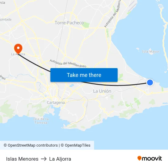 Islas Menores to La Aljorra map