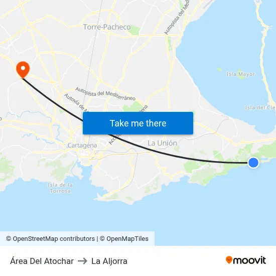 Área Del Atochar to La Aljorra map