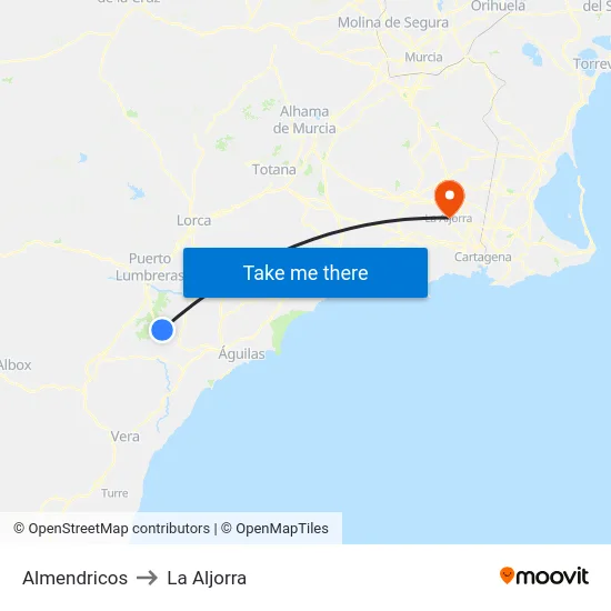 Almendricos to La Aljorra map