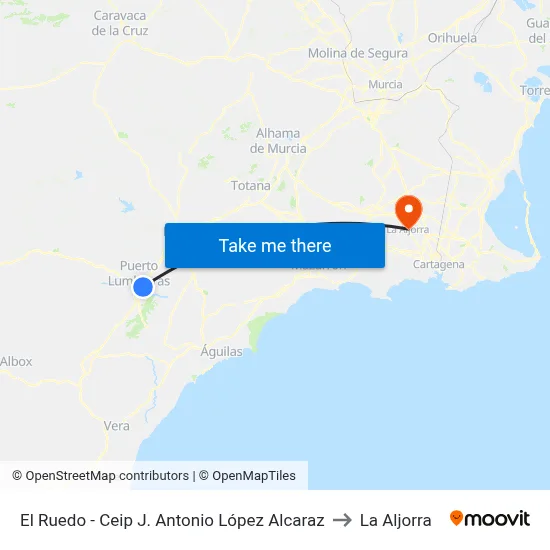 El Ruedo - Ceip J. Antonio López Alcaraz to La Aljorra map
