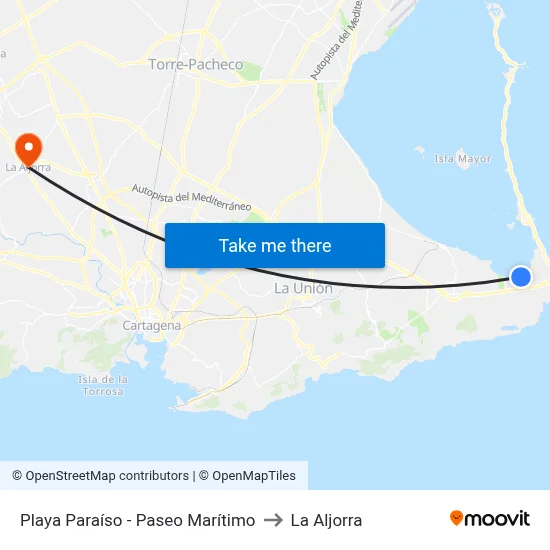 Playa Paraíso - Paseo Marítimo to La Aljorra map