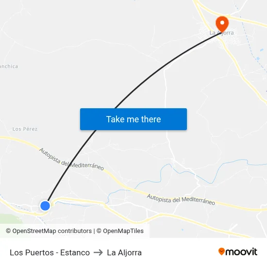 Los Puertos - Estanco to La Aljorra map