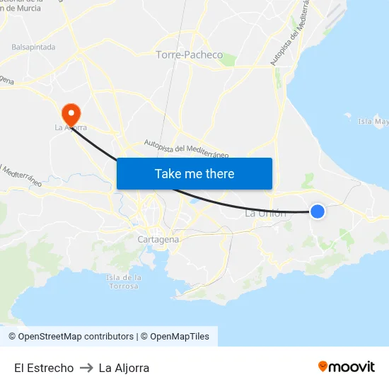 El Estrecho to La Aljorra map