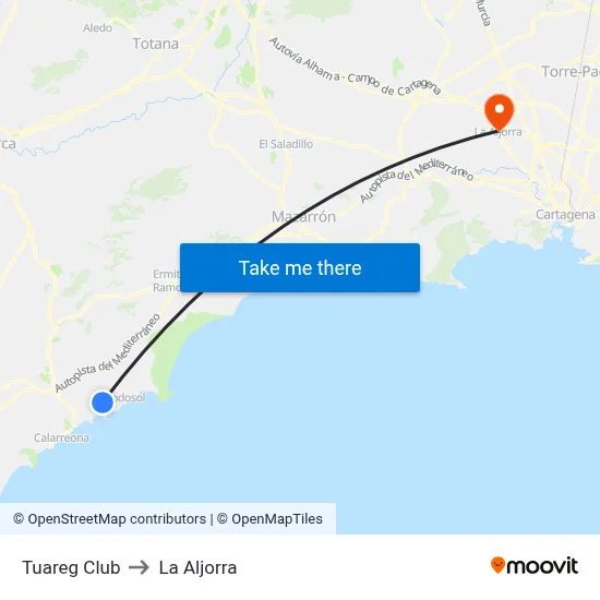 Tuareg Club to La Aljorra map